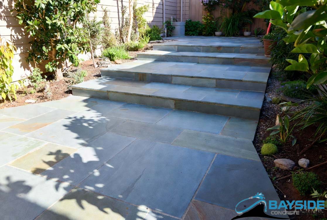Sealed bluestone surface protected with Aquastop silicon sealer