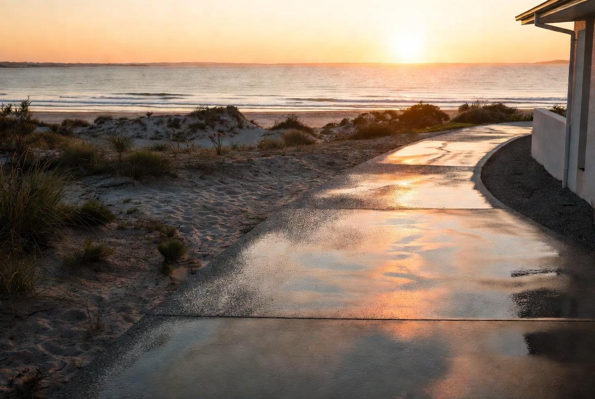 Coastal Bayside pathway concrete ready for professional sealing